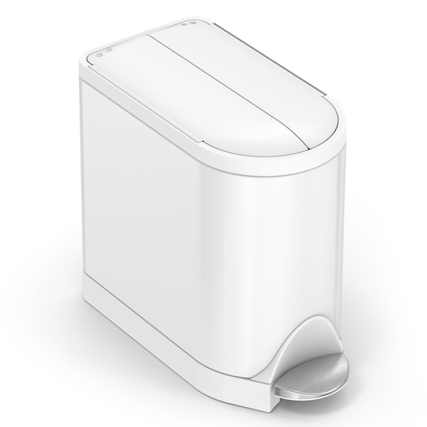 10 Liter Butterfly Step Can, White Steel